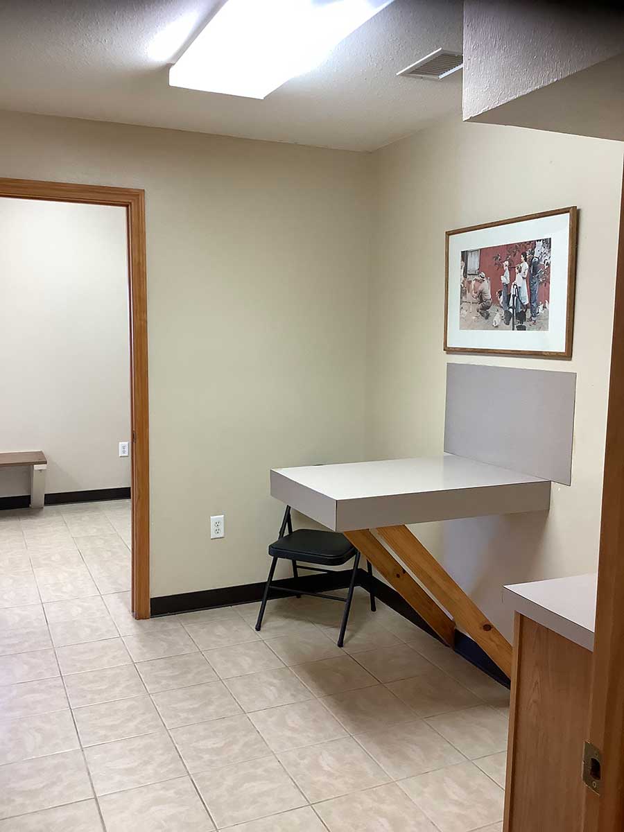Exam rooms are conveniently located just off the waiting area.